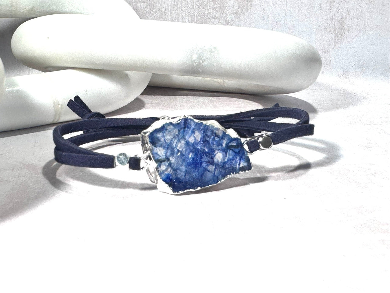 Navy Quartz Faux Suede Bracelet