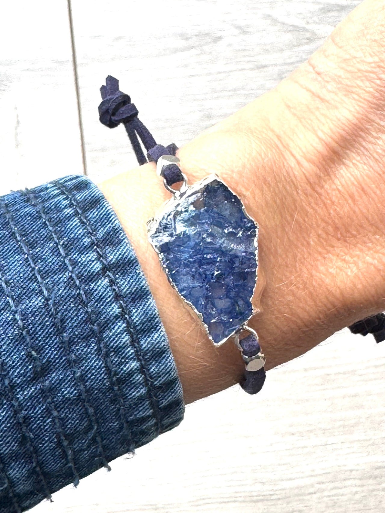 Navy Quartz Faux Suede Bracelet