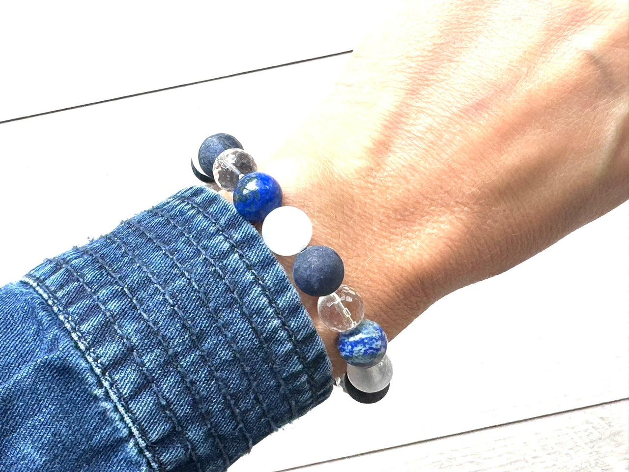 Chunky Sodalite and Selenite Diffuser Bracelet