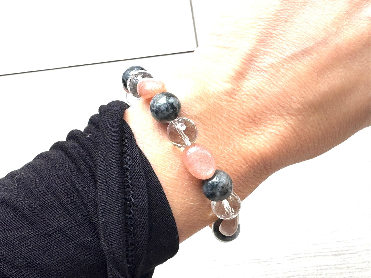Chunky Sunsone and Clear Quartz Bracelet