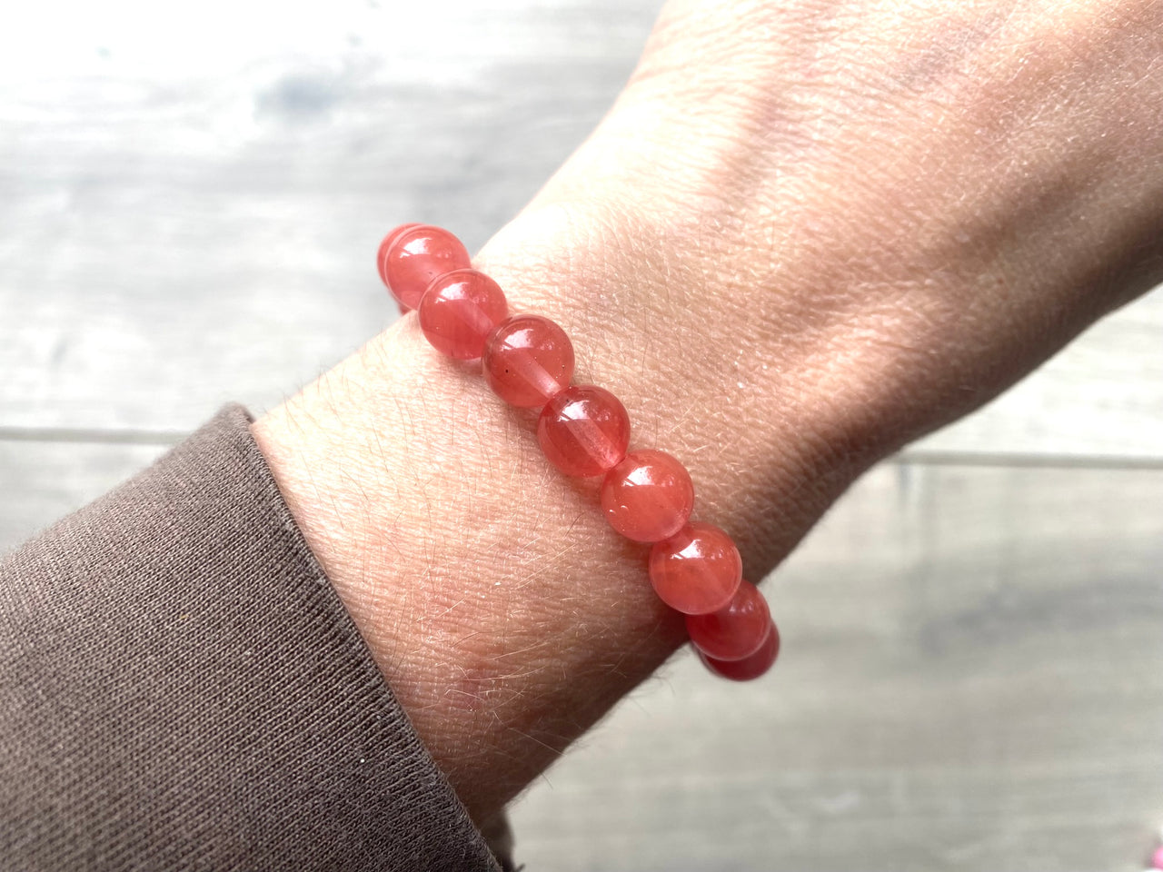 Cherry Quartz with Lava Stone Diffuser Bracelet