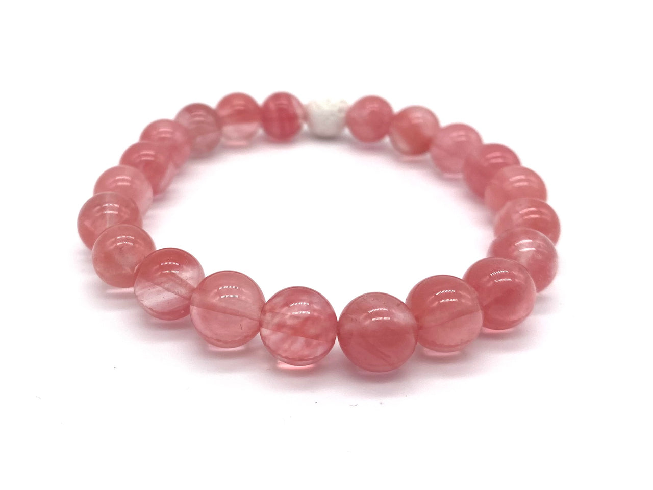 Cherry Quartz with Lava Stone Diffuser Bracelet