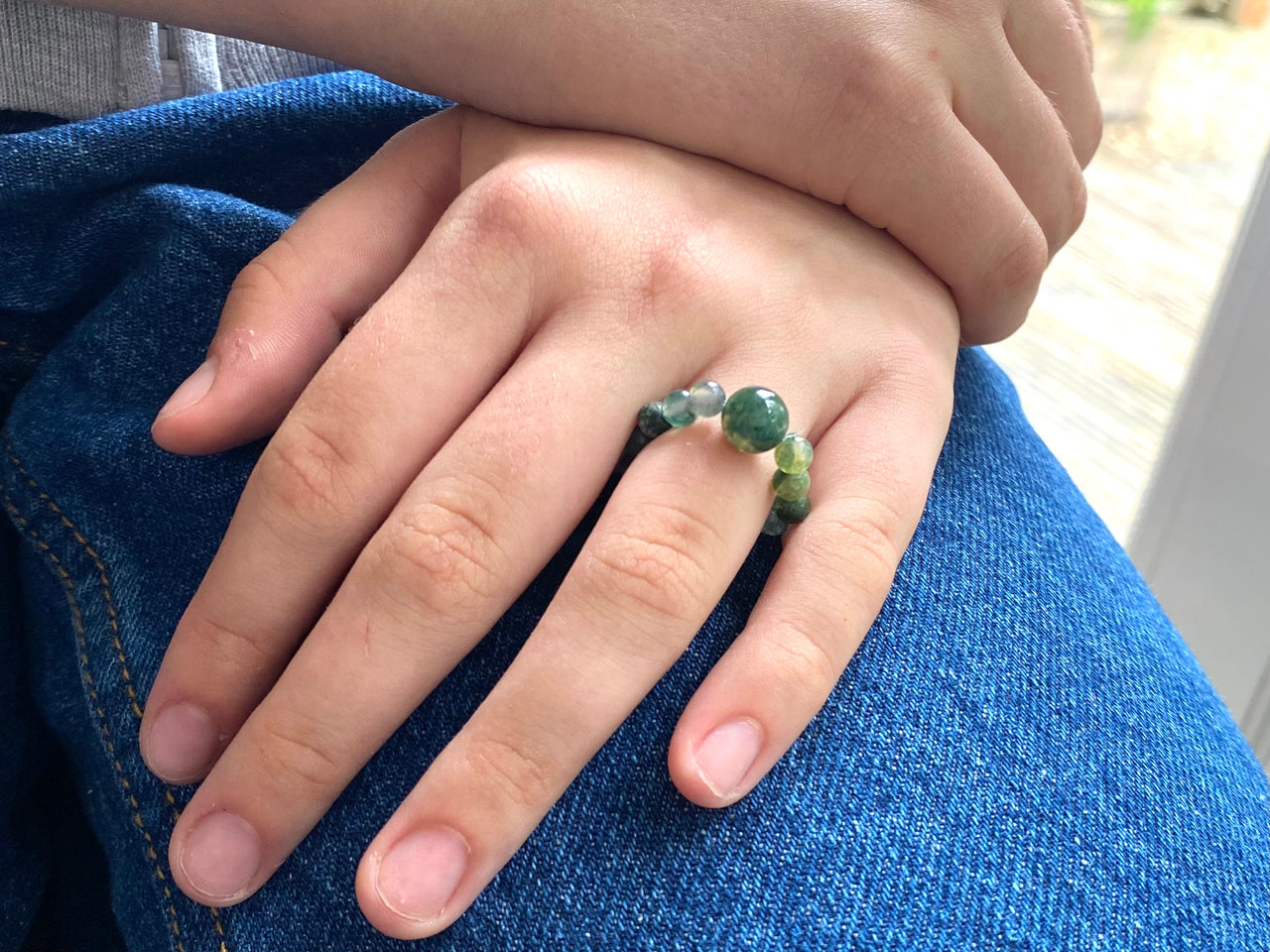 Dainty Crystal Beaded Birthstone Ring