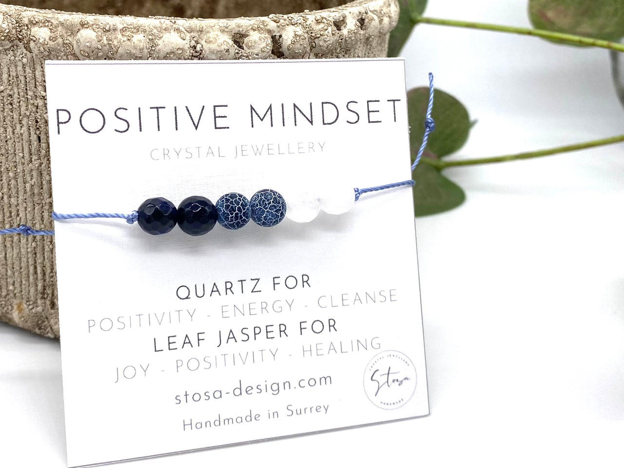 Positive Mindset - Quartz and Leaf Jasper Bracelet