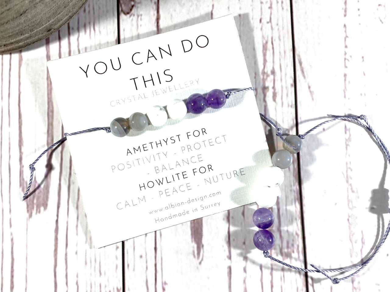 You Can Do This - Crystal Bracelet - Amethyst and Howlite