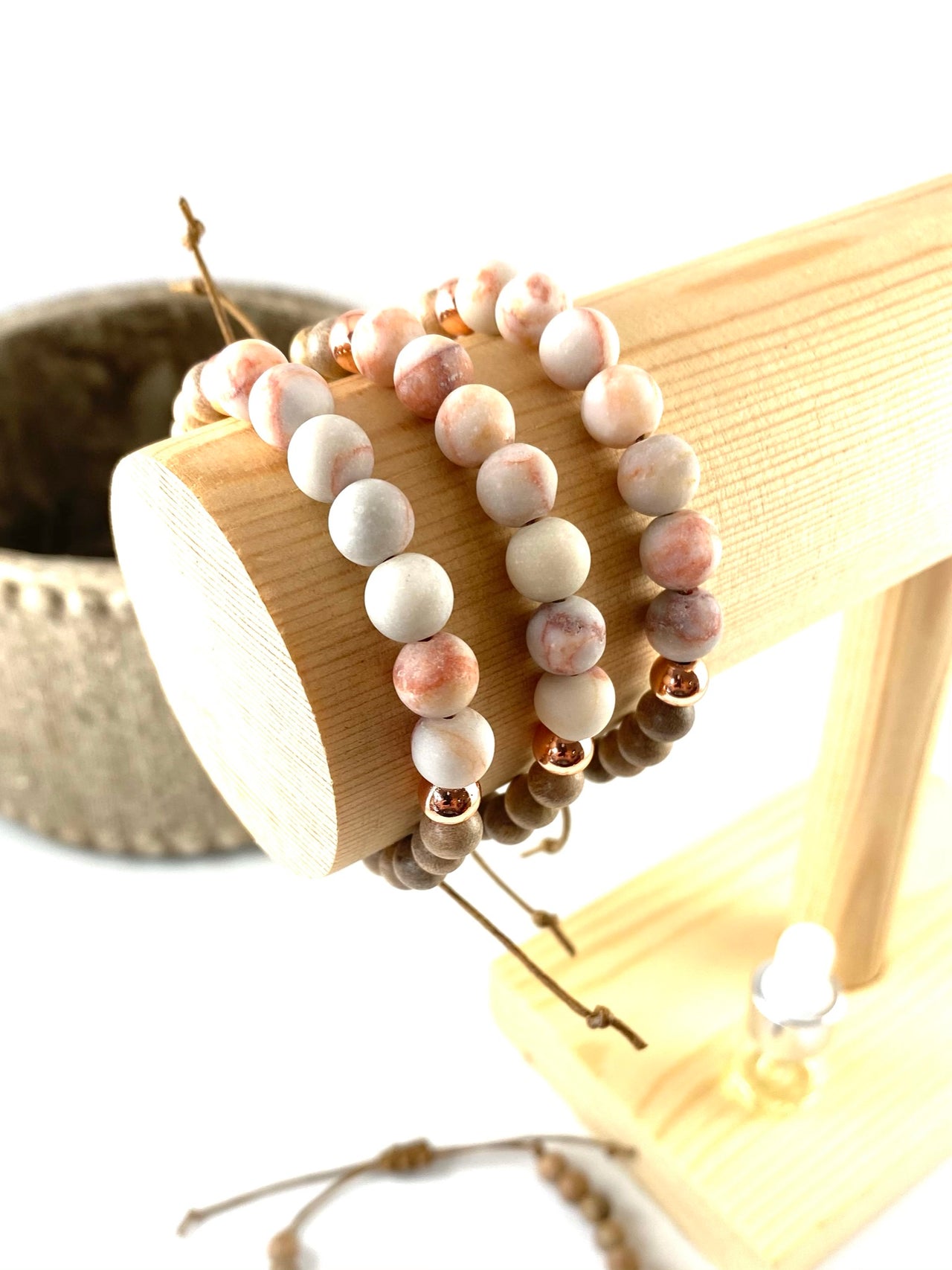 Apricot Stone Diffuser Bracelet with Hematite