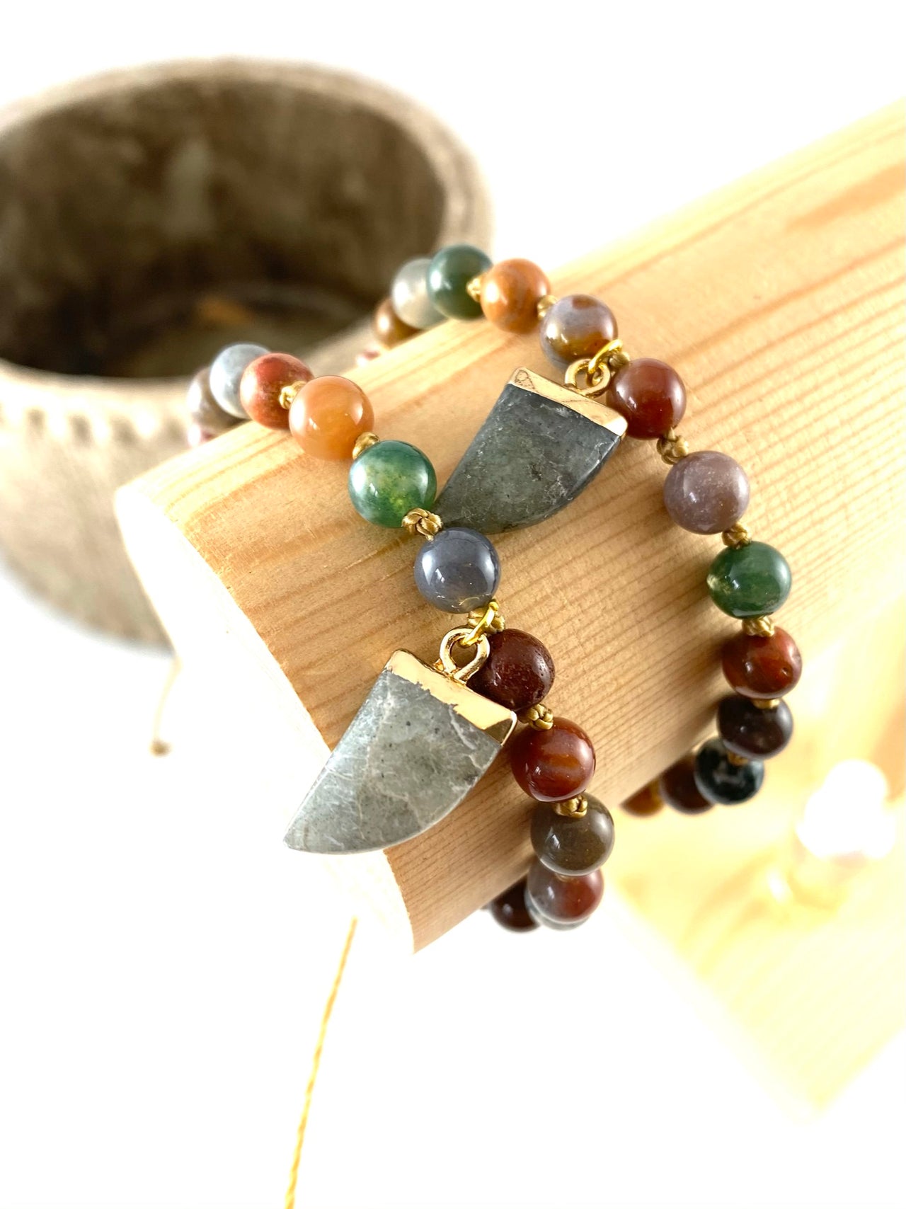 Indian Agate Charm Bracelet