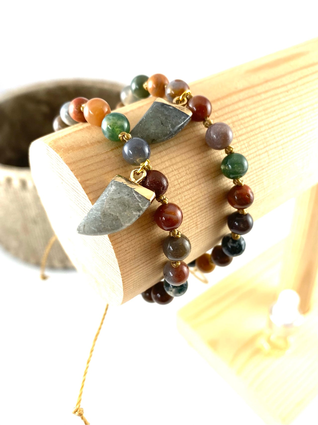 Indian Agate Charm Bracelet