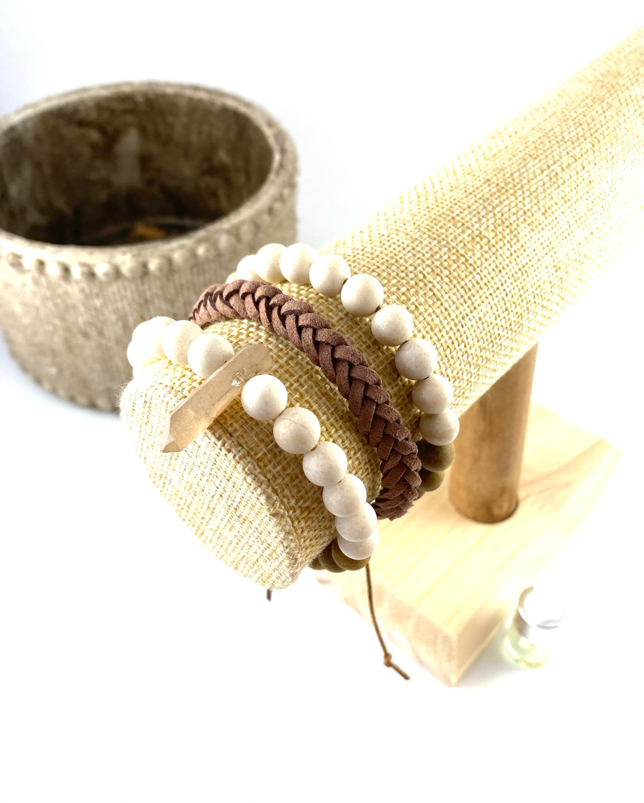 Serenity - Fossilised Wood and Agate Diffuser Bracelet