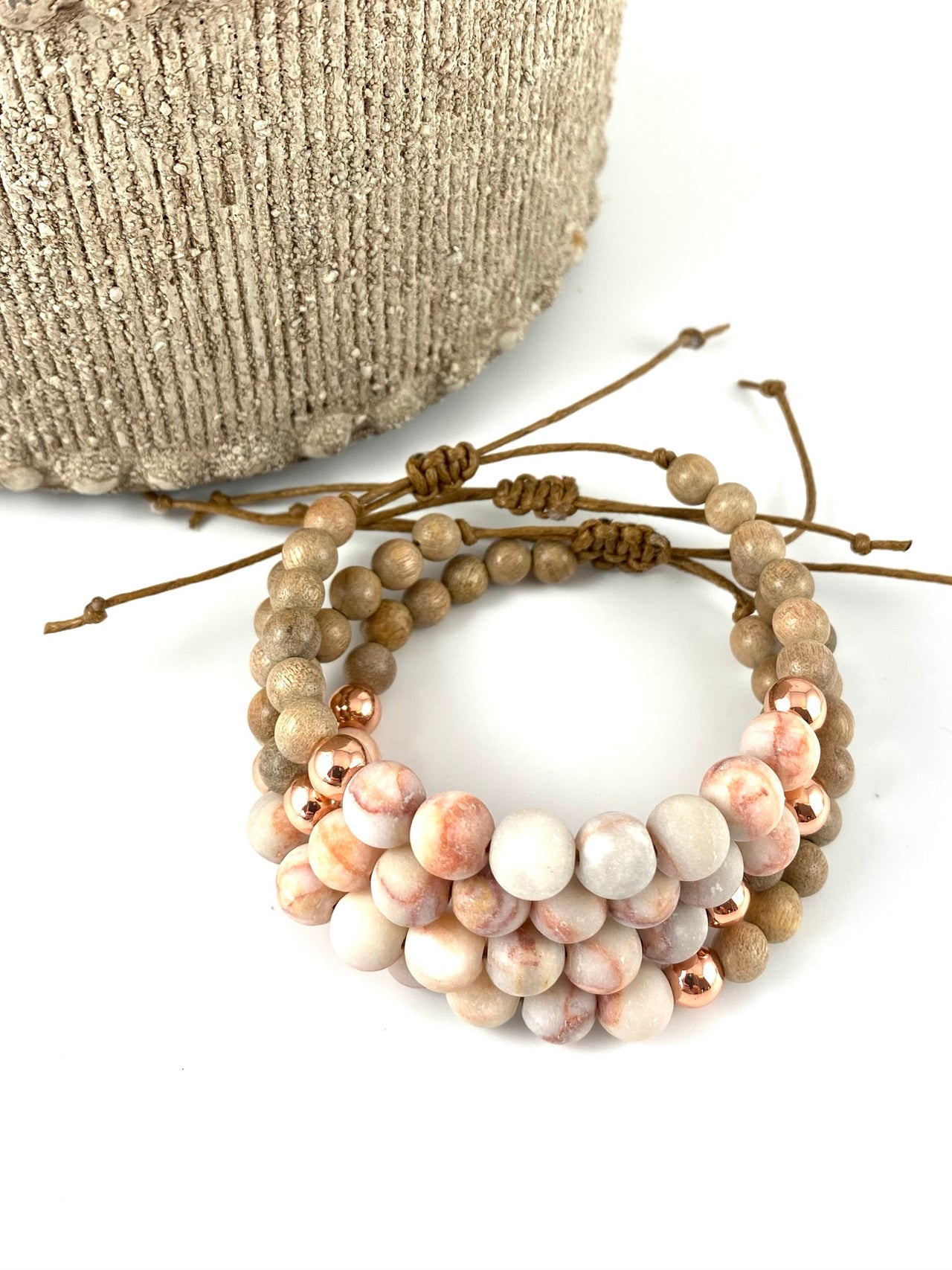 Apricot Stone Diffuser Bracelet with Hematite