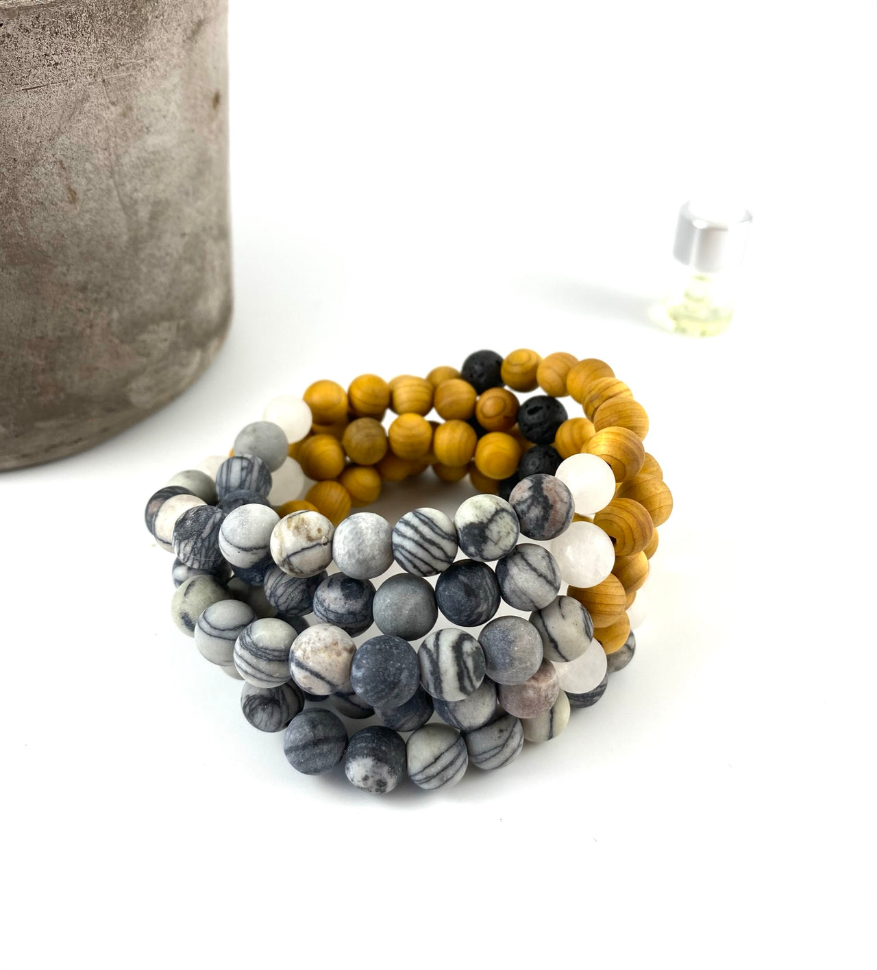 Stratus - Lined Agate Diffuser Bracelet