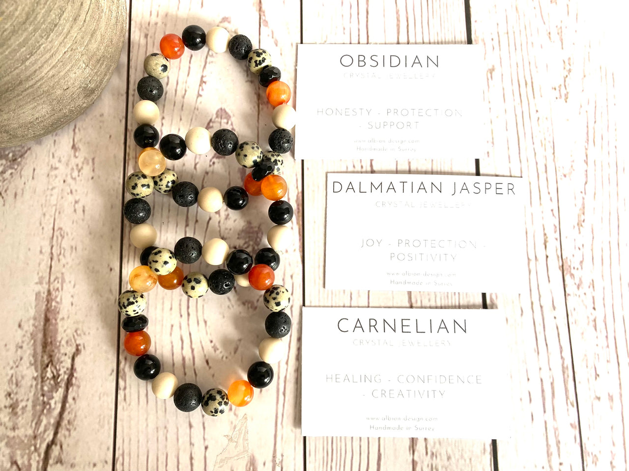 Cheetah - Carnelian and Dalmatian Jasper Crystal Bracelet