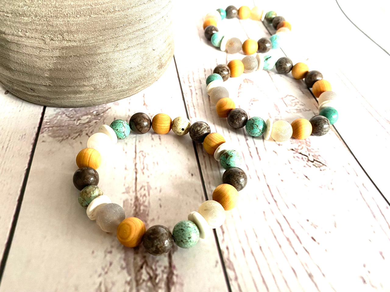 Turquoise and Obsidian Diffuser Bracelet