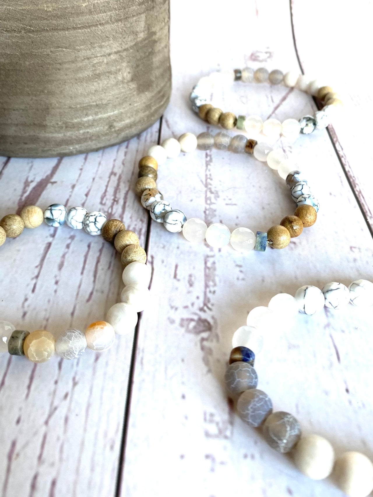 Mist - Weathered Agate Soft Grey Diffuser Bracelet