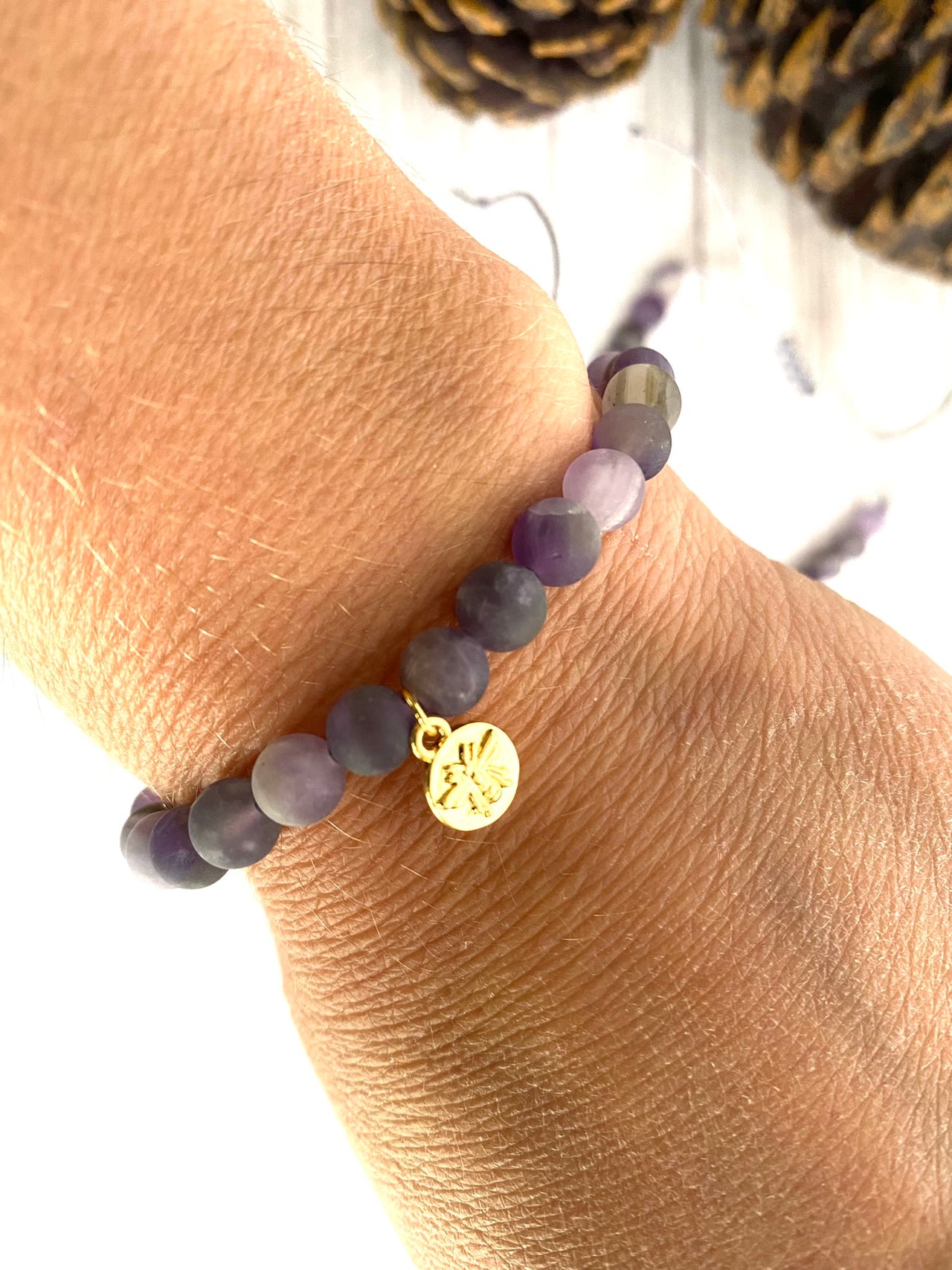 Amethyst Bee Charm Bracelet