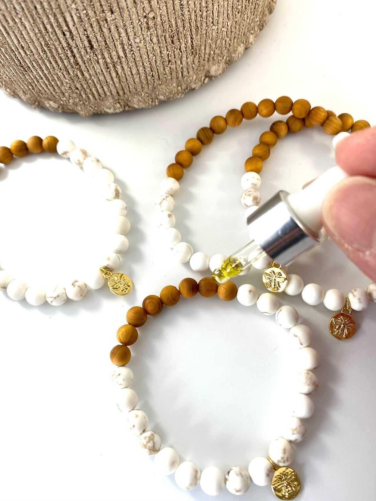 Tiny Bee Howlite Diffuser Bracelet