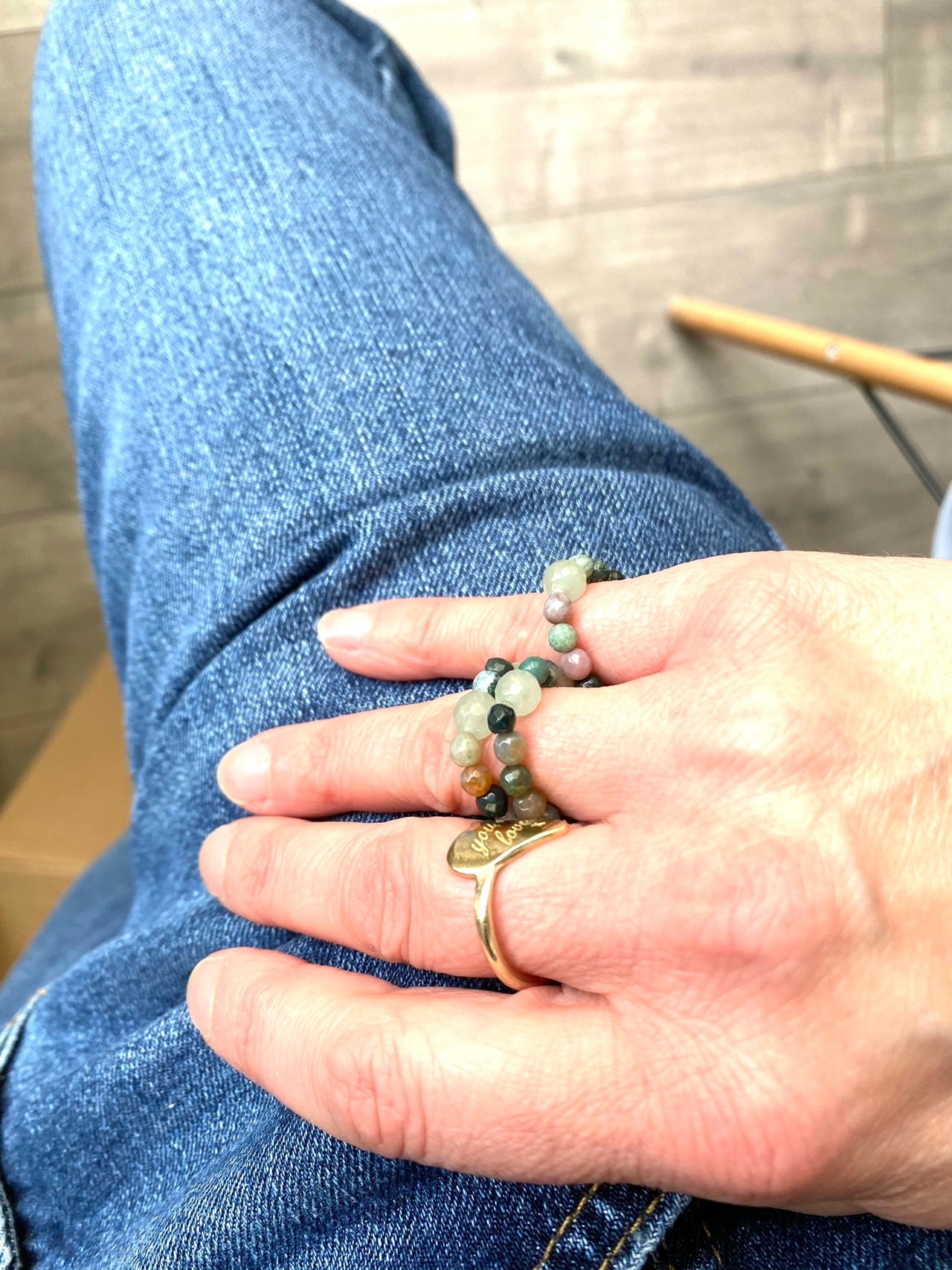 Indian Agate Beaded Ring