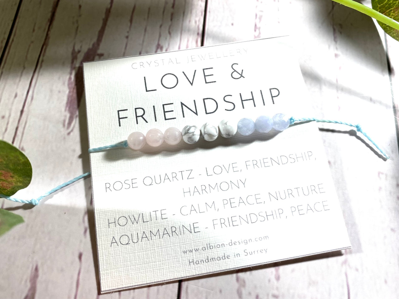 Love and Friendship Crystal Bracelet with Rose Quartz, Aquamarine and Howlite