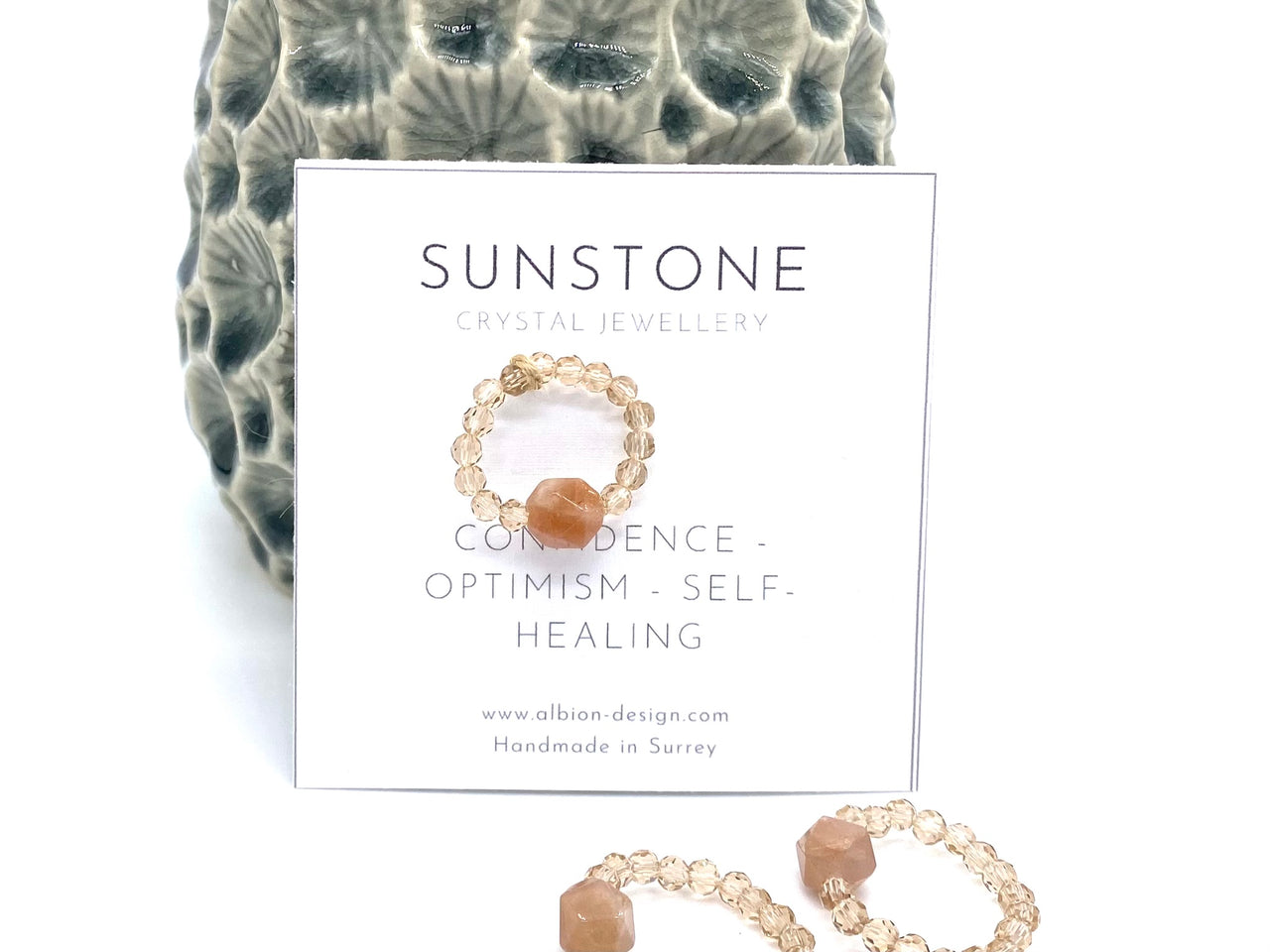 Sunstone Beaded Ring