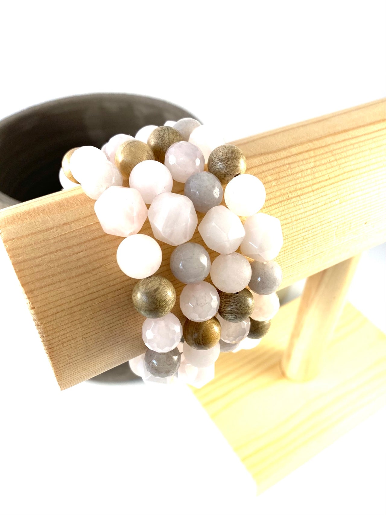 Chunky Rose Quartz and Agate Oil Diffuser Bracelet